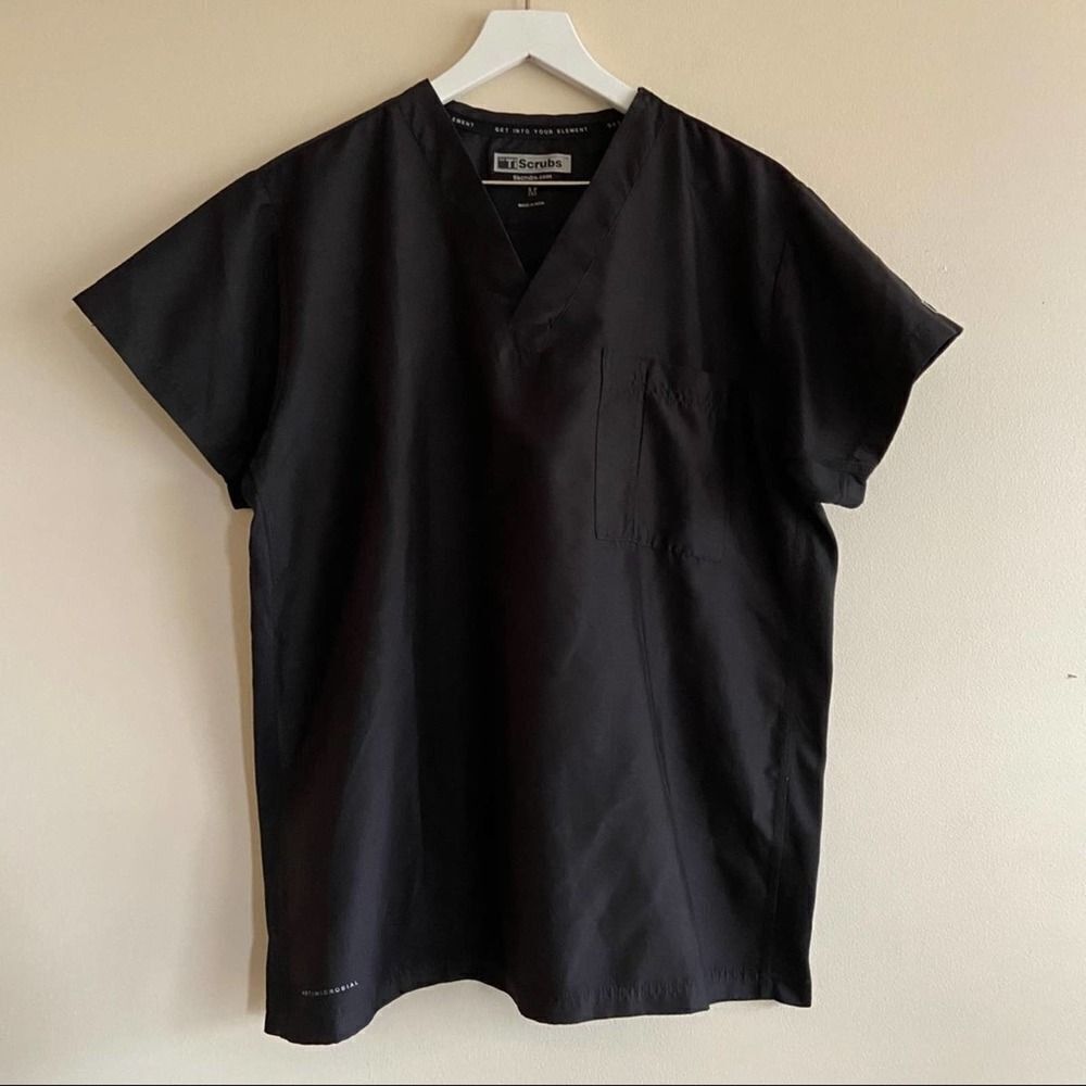 TISCRUBS Mens Scrub Top Black Size M